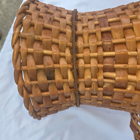 Vintage Rattan Wicker Floor Vase Basket Handles 24" x 11" Pot Planter Portugal - Picture 8 of 16